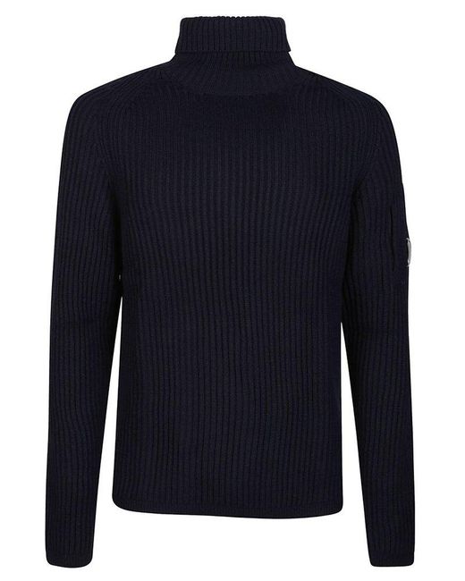 C P Company Blue Re-Wool Turtle Neck Sweater for men