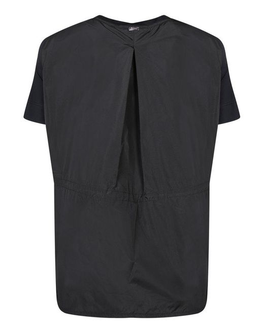 Herno Black T-Shirt With Drawstring And Cut-Out