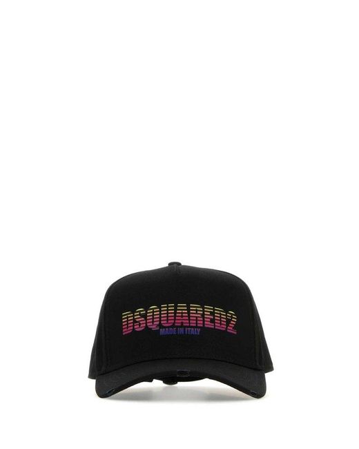 DSquared² Black Gabardine Baseball Cap for men