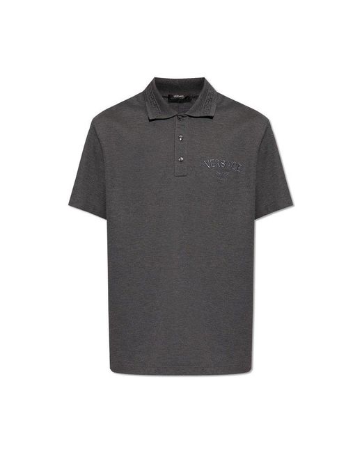 Versace Black Polo Shirt With Logo, for men