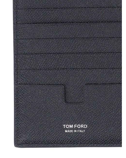 Tom Ford Black Logo Plaque Bi-fold Wallet for men