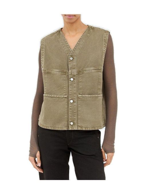 Lemaire Button-Fastened V-Neck Denim Vest in Natural | Lyst 