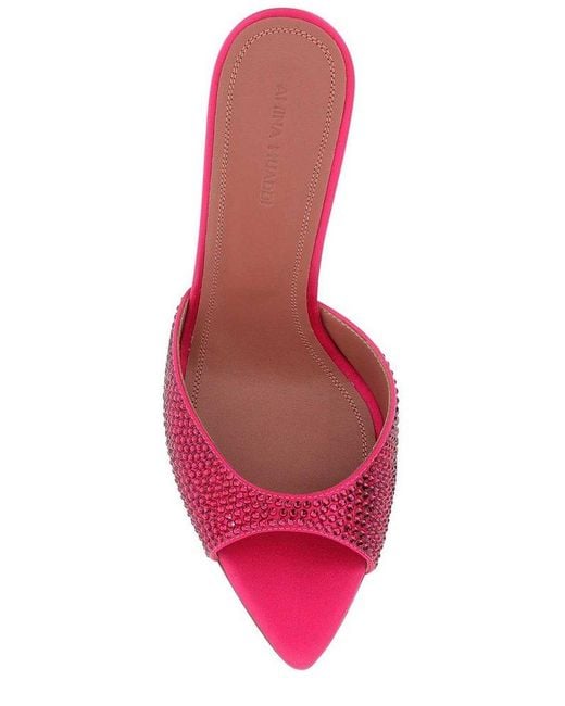 AMINA MUADDI Pink Caroline Crystal-embellished Heeled Sandals