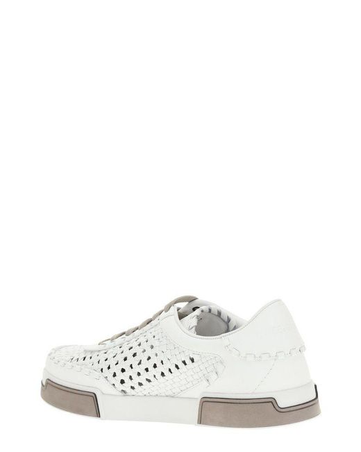 Dolce & Gabbana White Logo Detailed Lace-Up Sneakers for men