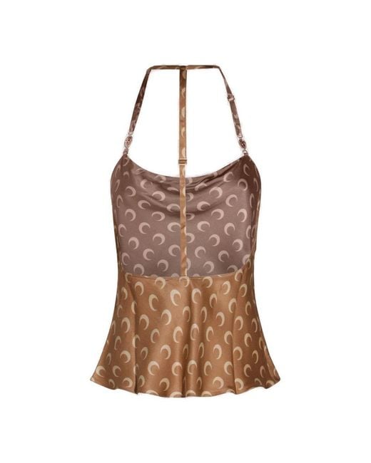 MARINE SERRE Brown Camel Viscose Top