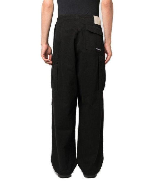 Societe Anonyme Black Indy Logo-patch Wide-leg Cargo Trousers for men