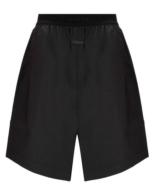 Fear Of God Black Logo-waistband Drop Crotch Shorts for men