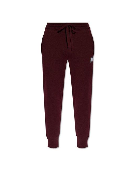 Dolce & Gabbana Red Knitted Jogging Pants for men