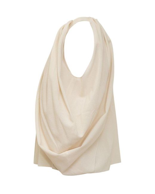 J.W. Anderson Natural Twisted Draped Halterneck Top
