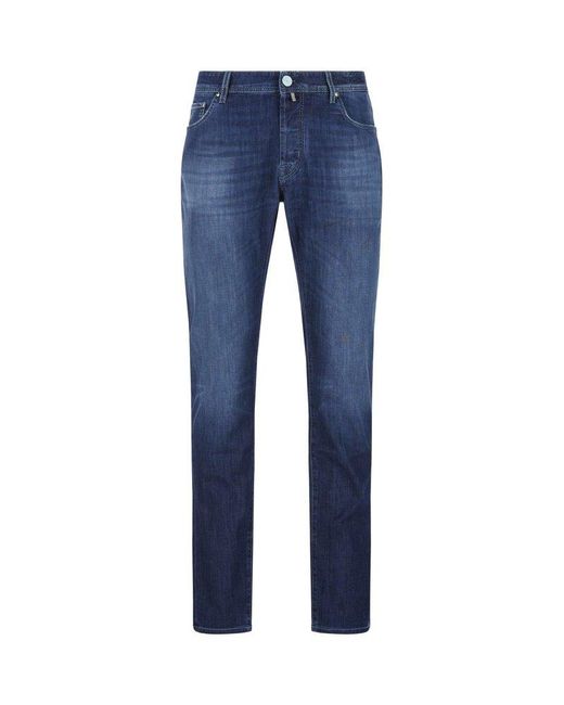 Jacob Cohen Blue Logo-embroidered Mid-rise Straight-leg Jeans for men