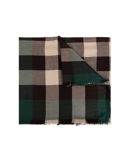 Burberry Black Check-printed Frayed-edge Scarf for men