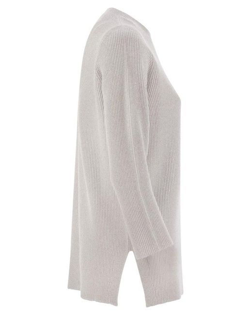 Fabiana Filippi Gray Crew-Neck Sweater With Lurex