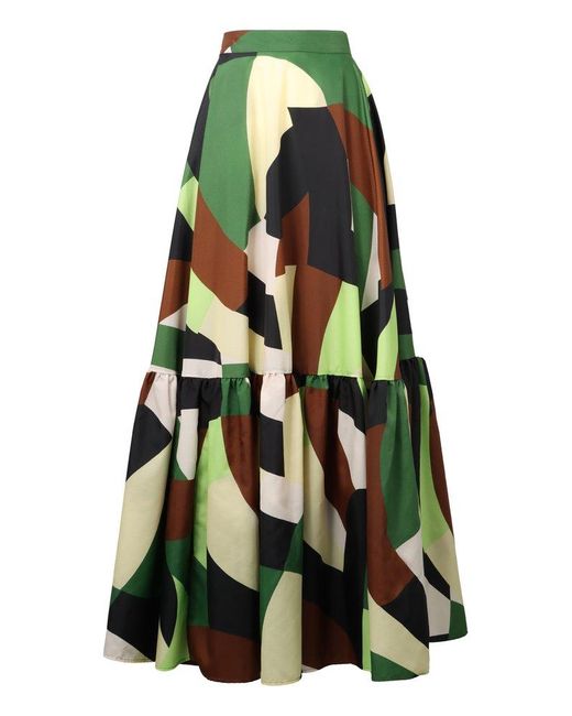 Plan C Green Gocaa Tiered Long Skirt