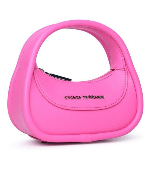 Chiara Ferragni Pink Logo Lettering Top Handle Bag