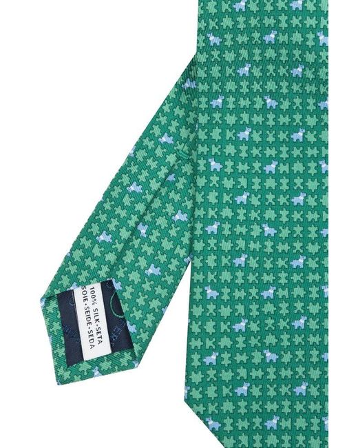 Ferragamo Green Motif Printed Tie for men