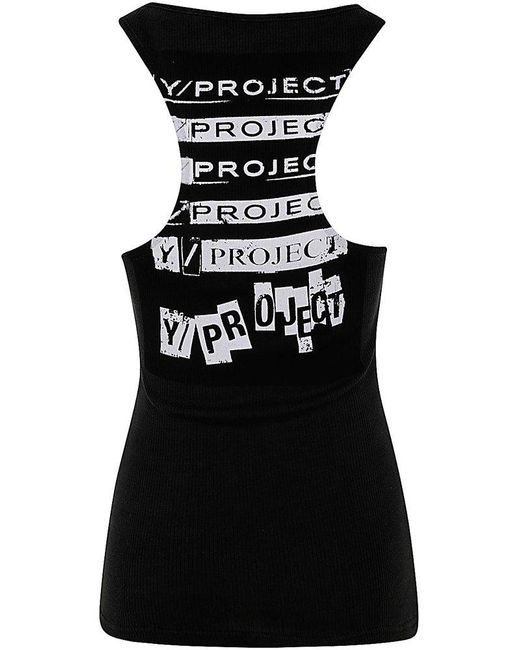 Y. Project Black Rock Band Print Invisible Strap Tank Top