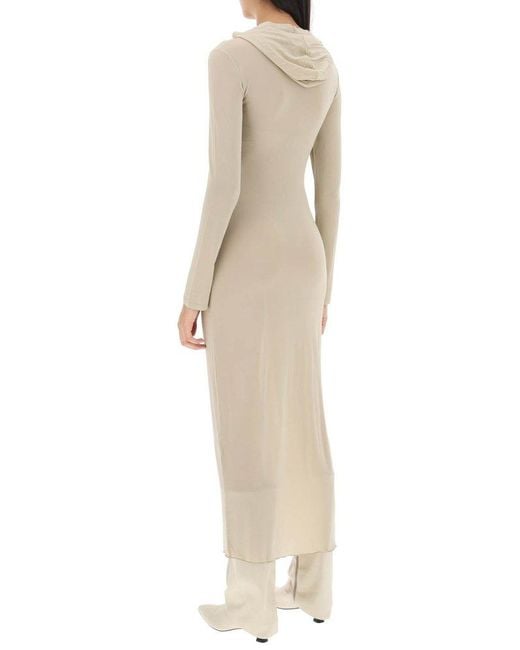 Paloma Wool Natural Long-sleeved Hooded Midi Dress