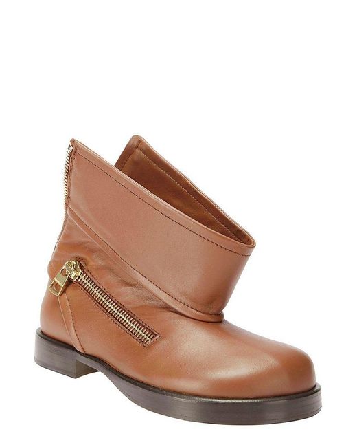 J.W. Anderson Brown Round Toe Biker Boots