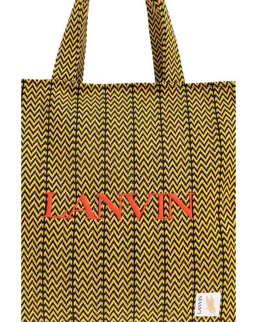 Lanvin Green X Future Logo Embroidered Interwoven Tote Bag for men