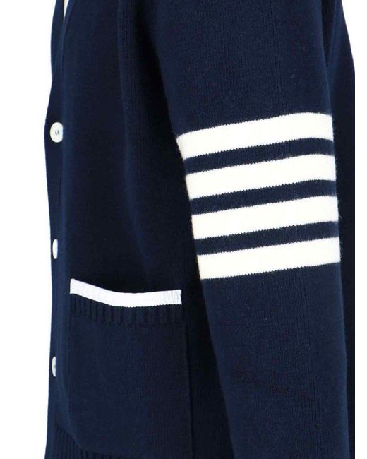 Thom Browne Blue 4-Bar Stripe Cardigan for men