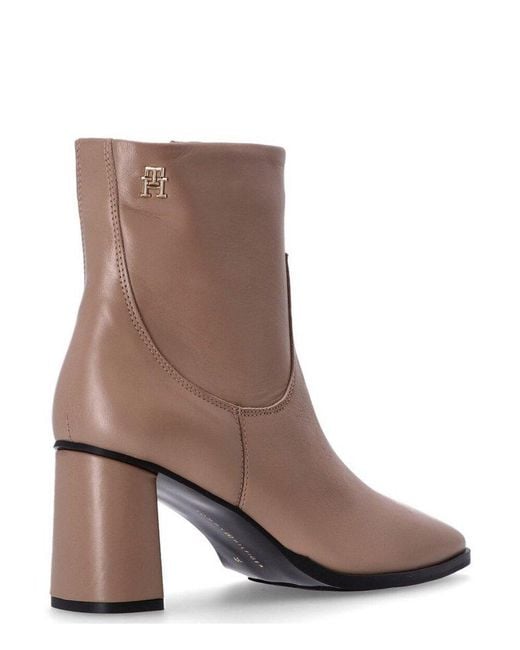 Tommy Hilfiger Brown Square Toe Heeled Ankle Boots