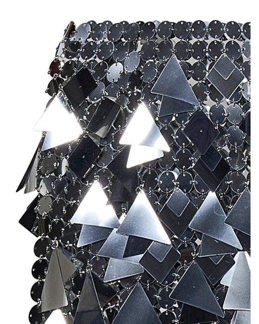 Rabanne Gray Mirror-effect Discs Embellished Mini Skirt