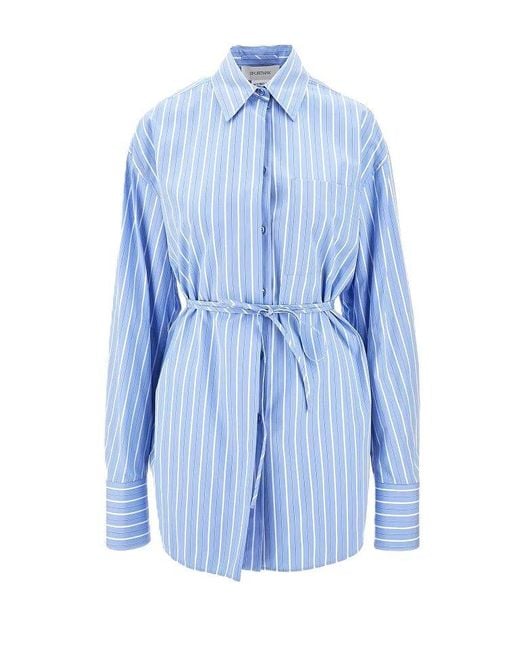Sportmax Blue Firma Striped Button-Up Shirt