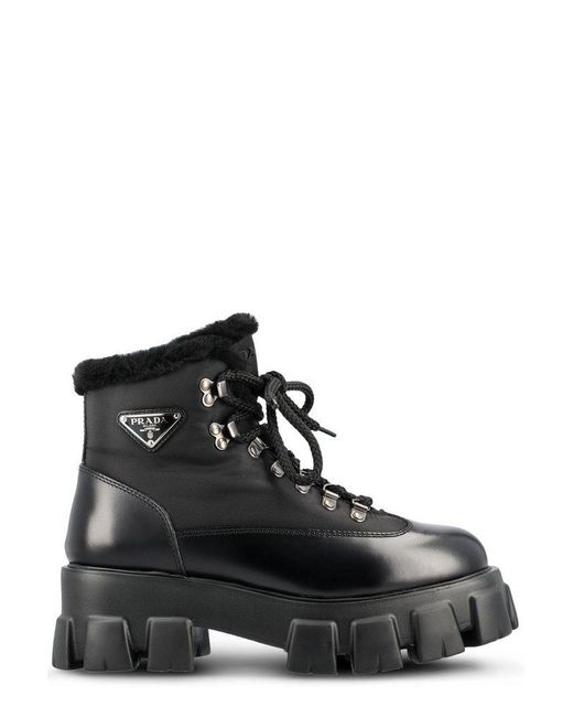 Prada Black Monolith Biker Boots