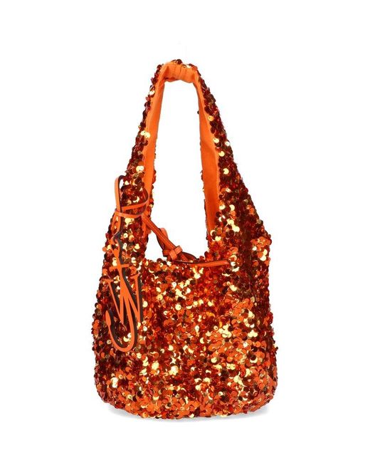 J.W. Anderson Orange Sequin Embellished Tote Bags