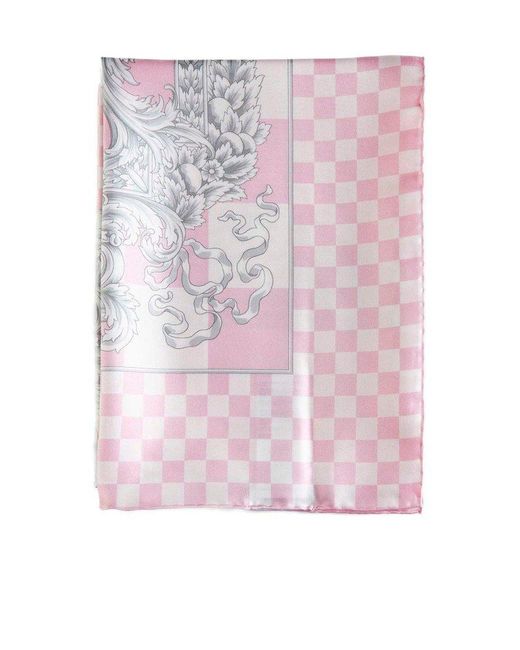 Versace Pink Medusa Contrasto Silk Foulard 90 Cm