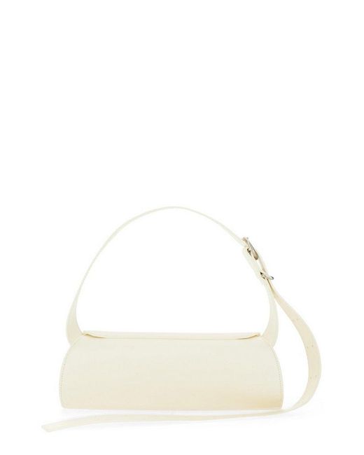 Jil Sander White Cannolo Logo Embossed Small Tote Bag