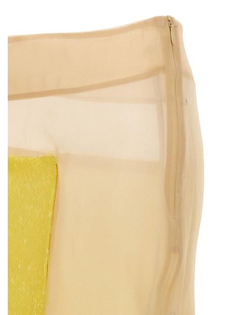 A.W.A.K.E. MODE Yellow Embellished Side-split Maxi Skirt