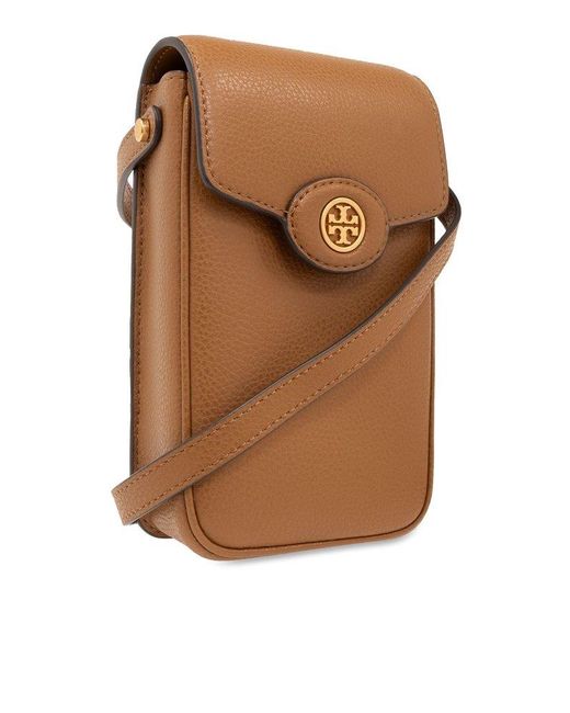 Tory Burch Brown 'robinson' Phone Pouch With Strap,