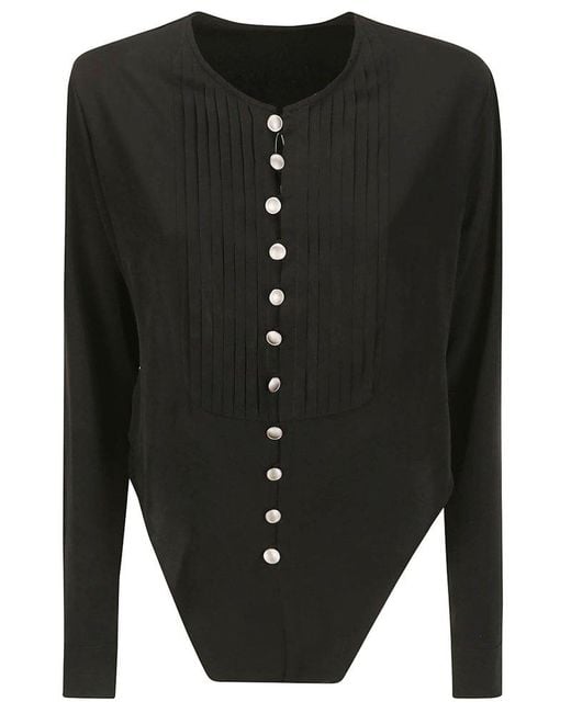 Yohji Yamamoto Black Tuxedo Shirt Bodysuit