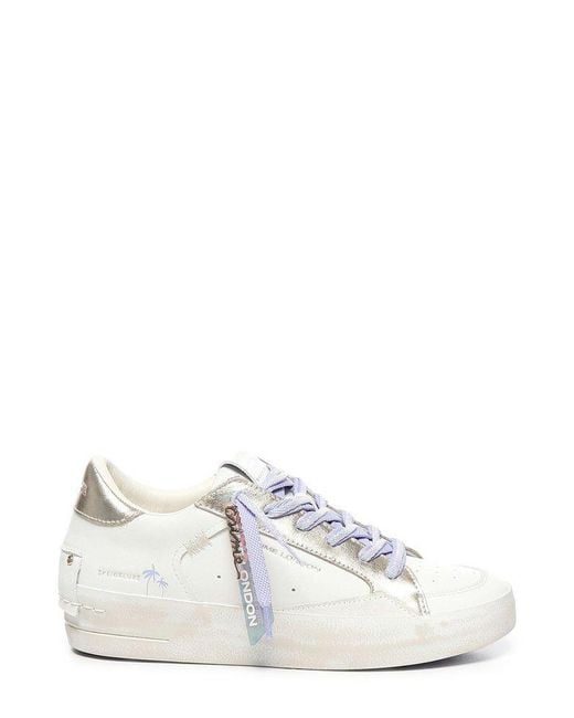 Crime London White Sk8 Deluxe Vintage Wedge Sneakers