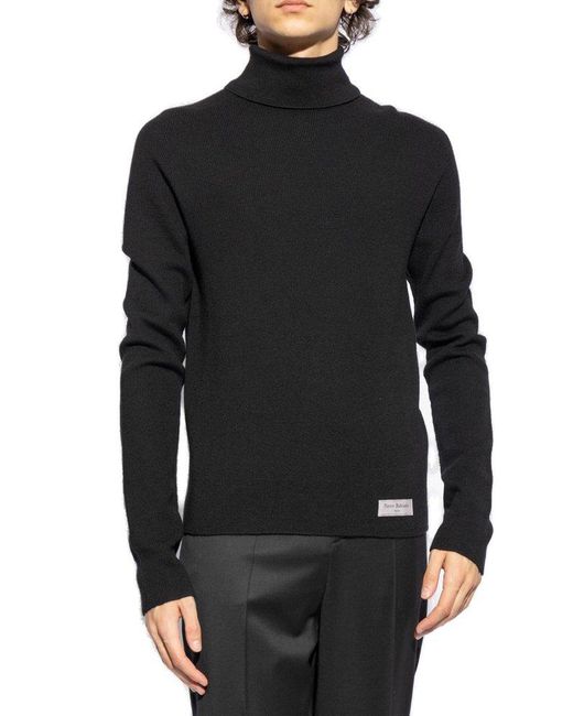 Balmain Black Turtleneck Knitted Top for men