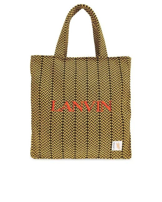 Lanvin Green X Future Logo Embroidered Interwoven Tote Bag for men