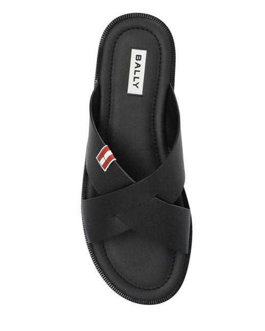 Bally Black Logo Patch Slides for men