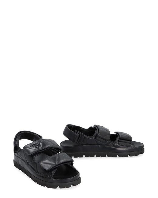 Prada Black Padded Leather Slingback Sandals