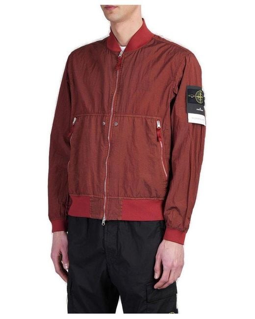 Stone Island Red Bomber Jacket for men