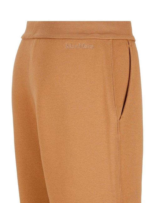 Max Mara Natural Logo Embroidered Cropped Trousers