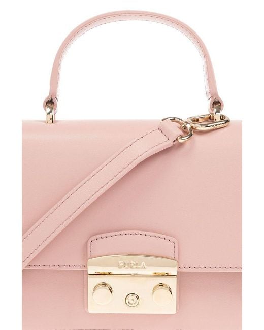 Furla Pink Metropolis Push-lock Detailed Mini Top Handle Bag