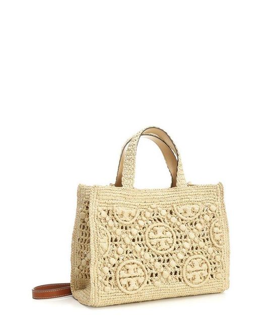 Tory Burch Metallic T Monogram Top-Handle Tote Bag