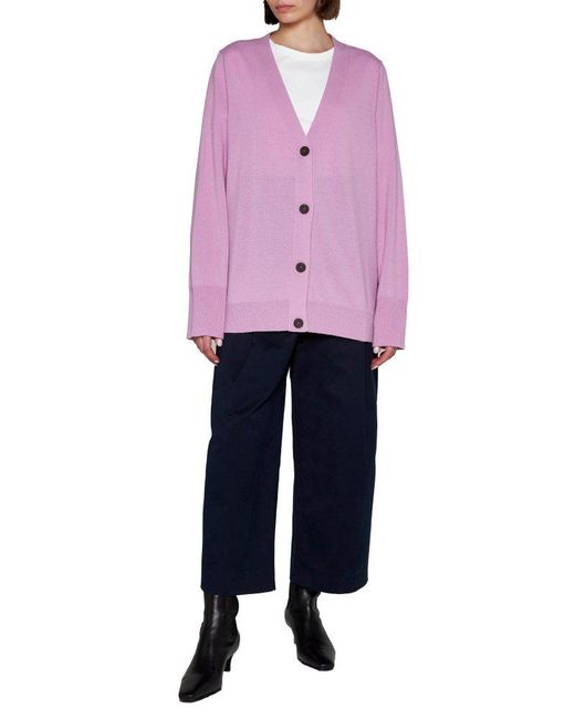Studio Nicholson Pink Long Sleeved Buttoned Cardigan