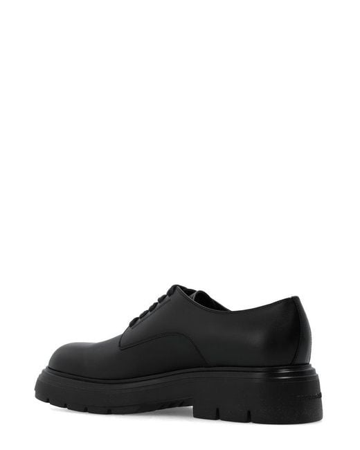 Ferragamo Black Chunky-sole Lace-up Derby Shoes for men