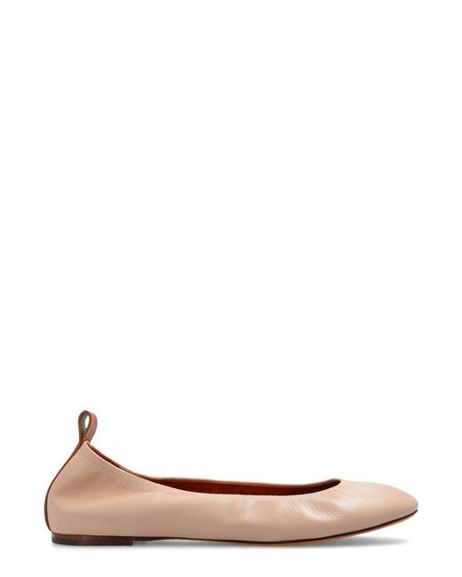Lanvin Pink Ruch Detailed Slip-on Ballerina Shoes