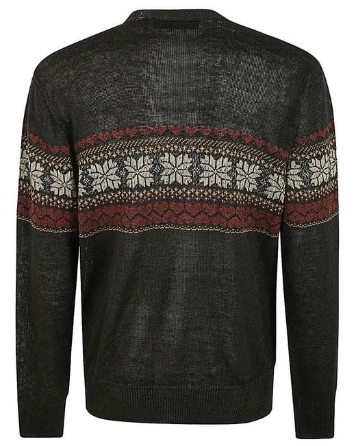 Our Legacy Black Dusk Fairisle Motif Crewneck Knitted Jumper for men