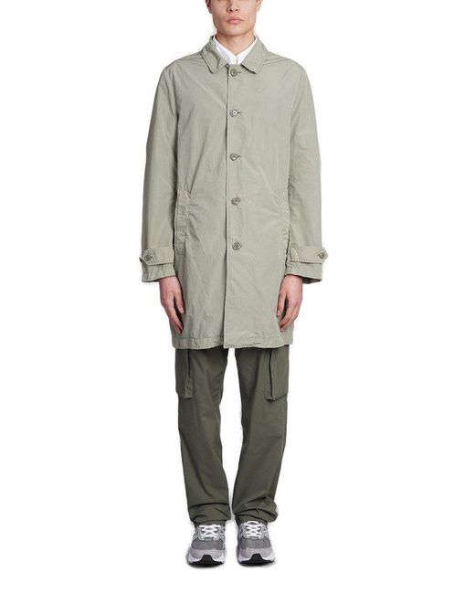 Aspesi Green Long Sleeved Water-repellent Raincoat for men