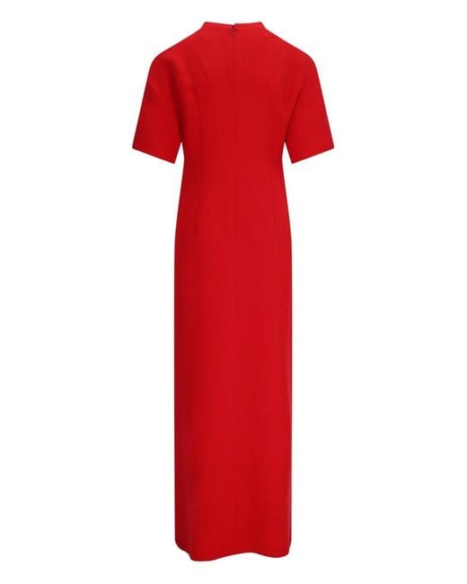 Valentino Red Crewneck Short-sleeved Dress
