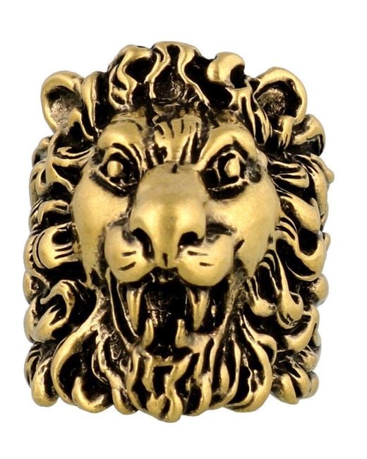 Gucci Metallic Lion Head Ring With